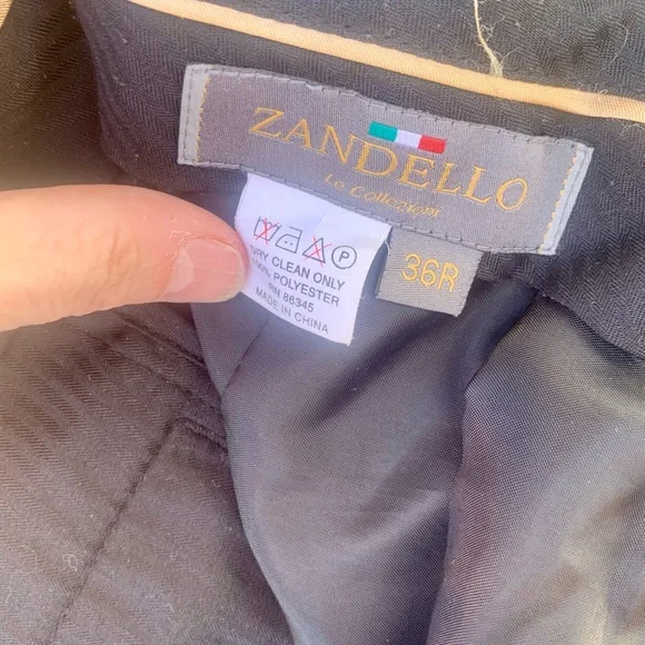 Zandello Black Men's 2 Piece Suit 42R Jacket/ 36R Pants Professional Italian